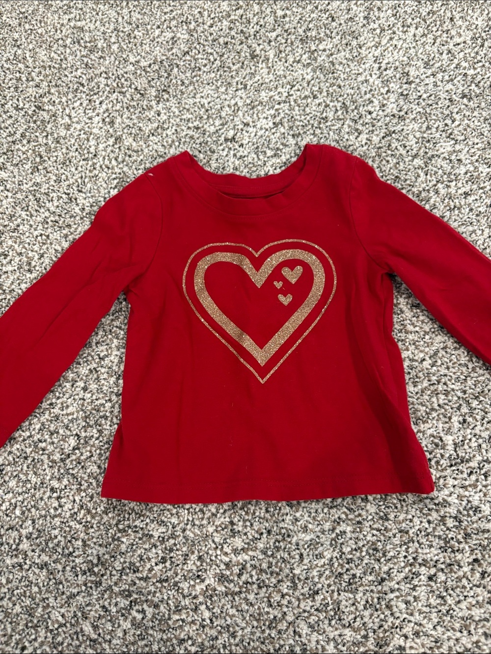 Cat & Jack Red Long-Sleeve Tee with Gold Heart